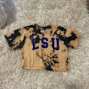 LSU cropped tie dye shirt